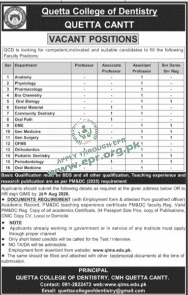 Quetta College of Dentistry ,QUETTA CANTT
                                    (MN-2972026/03 ) - Quetta College of Dentistry ,QUETTA CANTT
