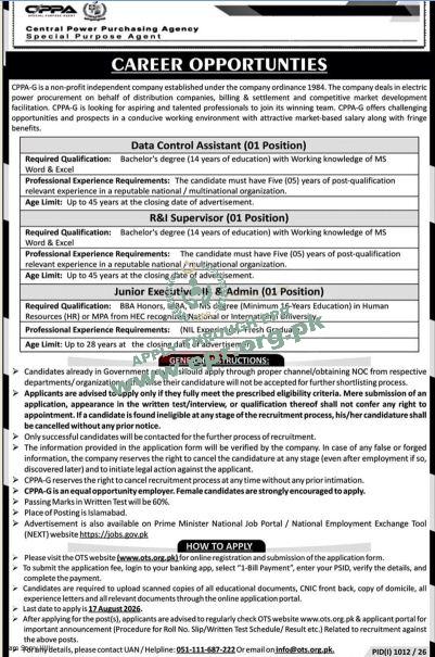 CENTRAL POWER PURCHASING AGENCY
(PID(I)1012/26 ) - CENTRAL POWER PURCHASING AGENCY