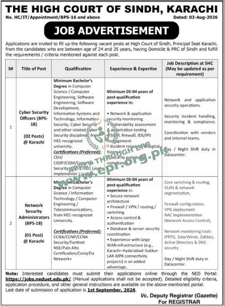 THE HIGH COURT OF SINDH, KARACHI
                                    (MN-0382026/03 ) - THE HIGH COURT OF SINDH, KARACHI