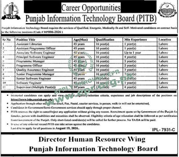 Punjab Information Technology Board
(IPL-7931-C ) - Punjab Information Technology Board