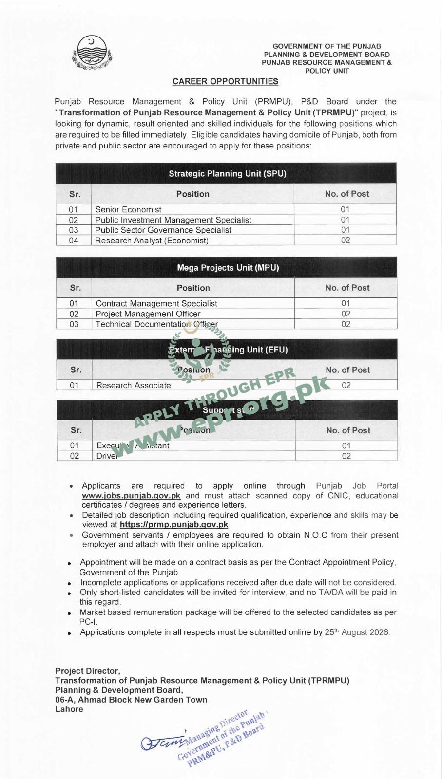 Planning and Development Board Punjab Resource Management & Policy Unit
                                    (MN-0382026/08 ) - Planning and Development Board Punjab Resource Management & Policy Unit
