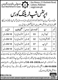 SNGPL Apprenticeships 2026 September Jobs in Sui Northern Gas Pipelines Limited Latest