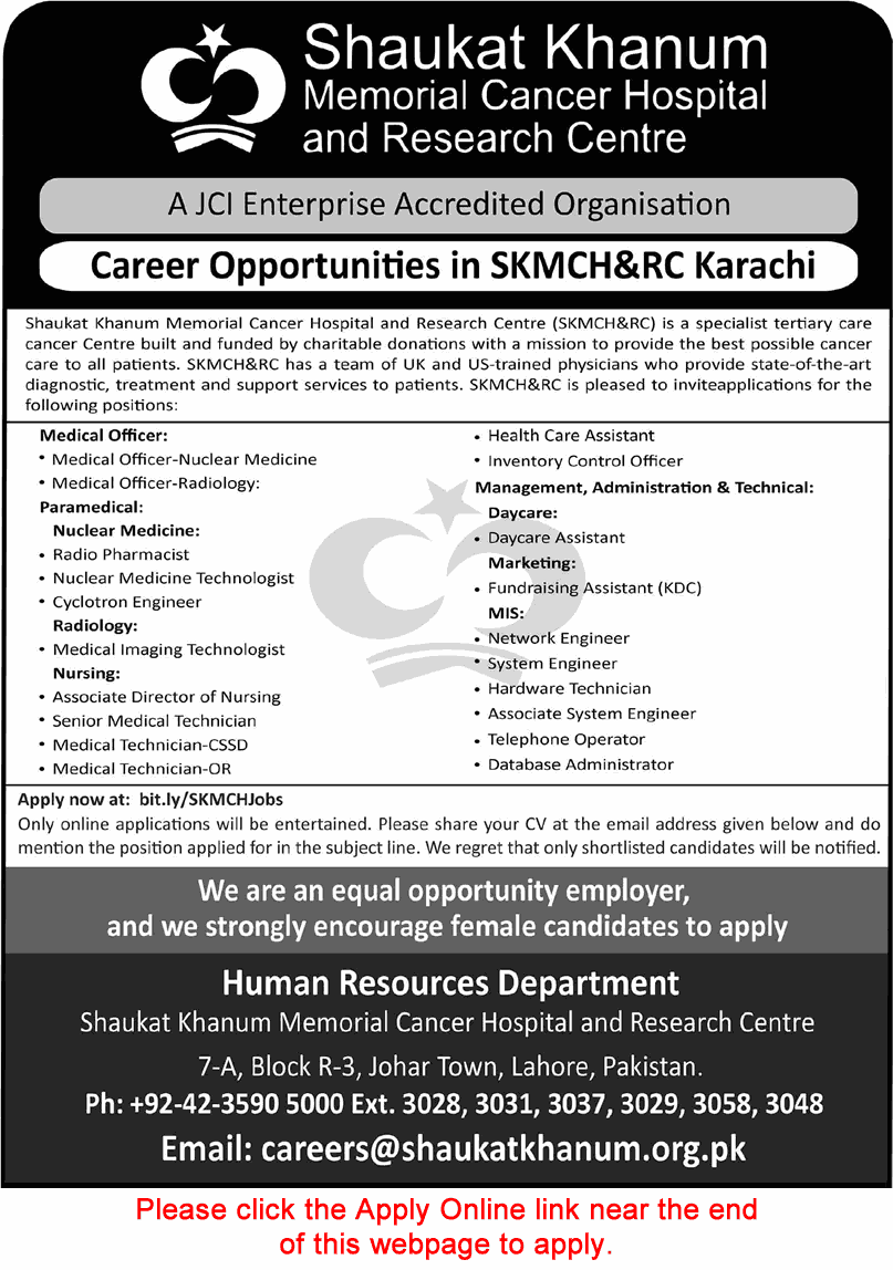 Shaukat Khanum Hospital Karachi Jobs October 2026 Apply Online Medical Officers, Technicians & Others SKMCH Latest